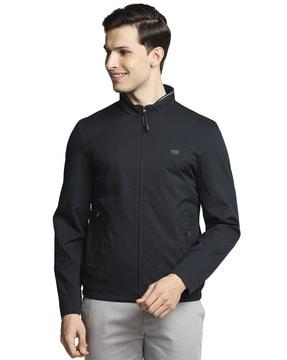 track jacket with zip-front closure
