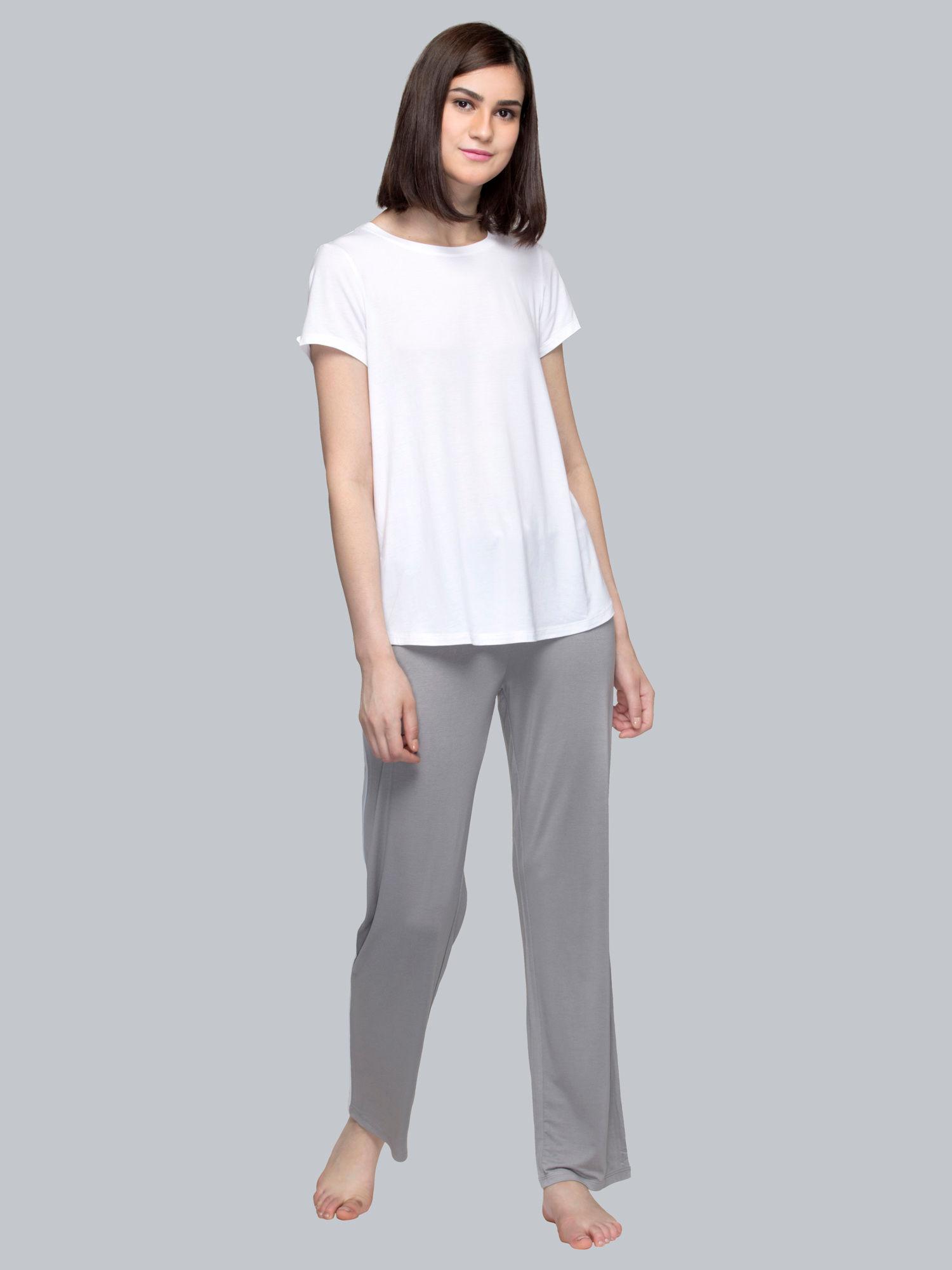 track modal pants with side piping - grey