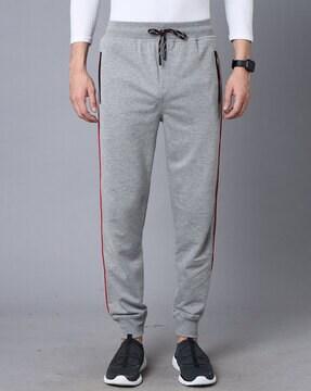 track pants with contrast side taping