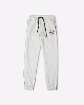 track pants with placement embroidery