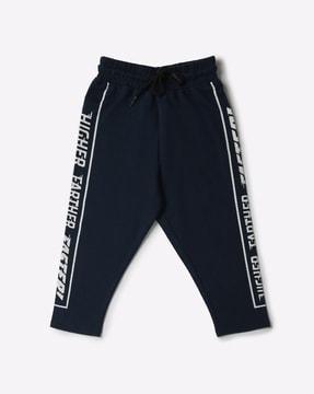track pants with placement typography
