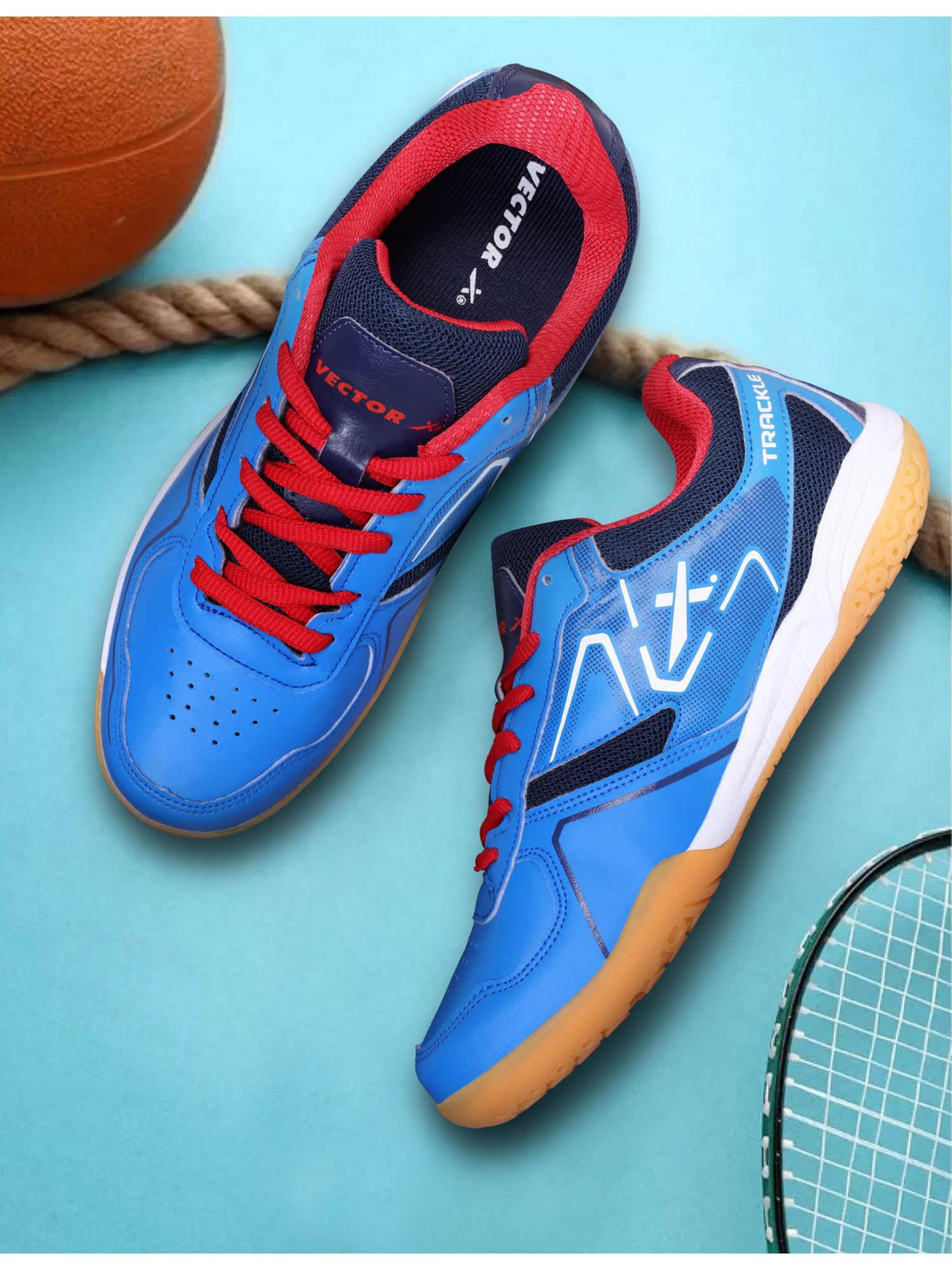 trackle non marking badminton shoes blue & red