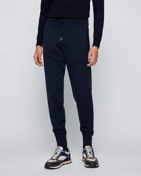 tracksuit bottoms in double-faced cotton & virgin wool
