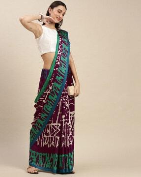 traditional abstract print chiffon saree
