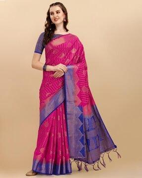 traditional banarasi saree with tassels