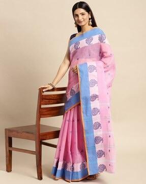 traditional bengal tant handloom cotton saree with woven design saree