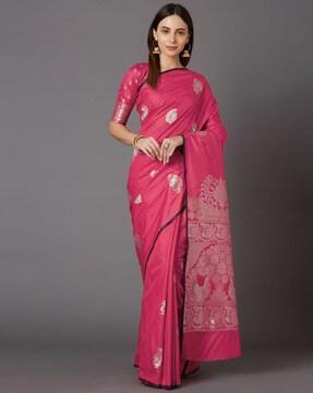 traditional saree with contrast border