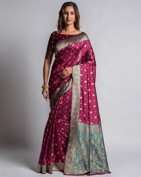 traditional saree with contrast border