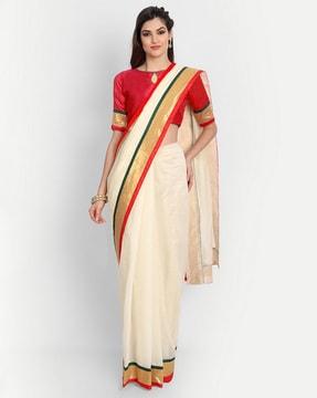 traditional saree with contrast border