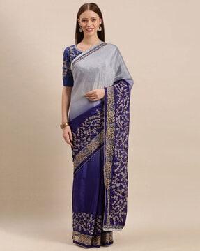 traditional saree with embroidered border