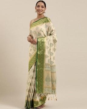 traditional saree with floral pattern