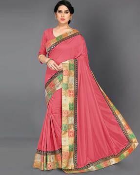 traditional saree with floral print detail