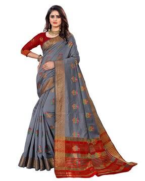 traditional saree with floral print