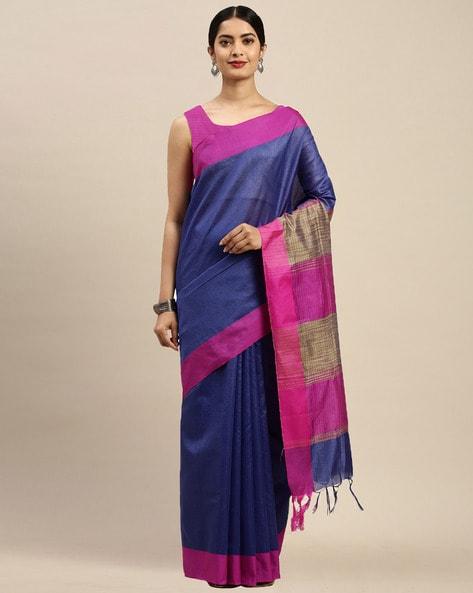 traditional saree with tassels accent