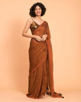 traditional saree with tassels