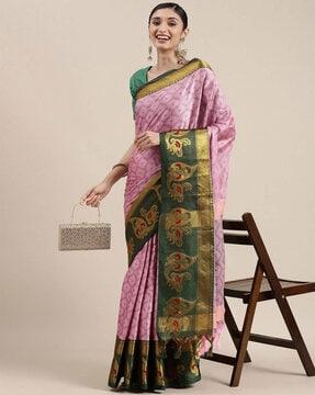 traditional saree with woven motifs