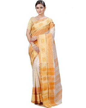 traditional saree with woven motifs