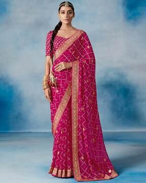 traditional saree with woven motifs