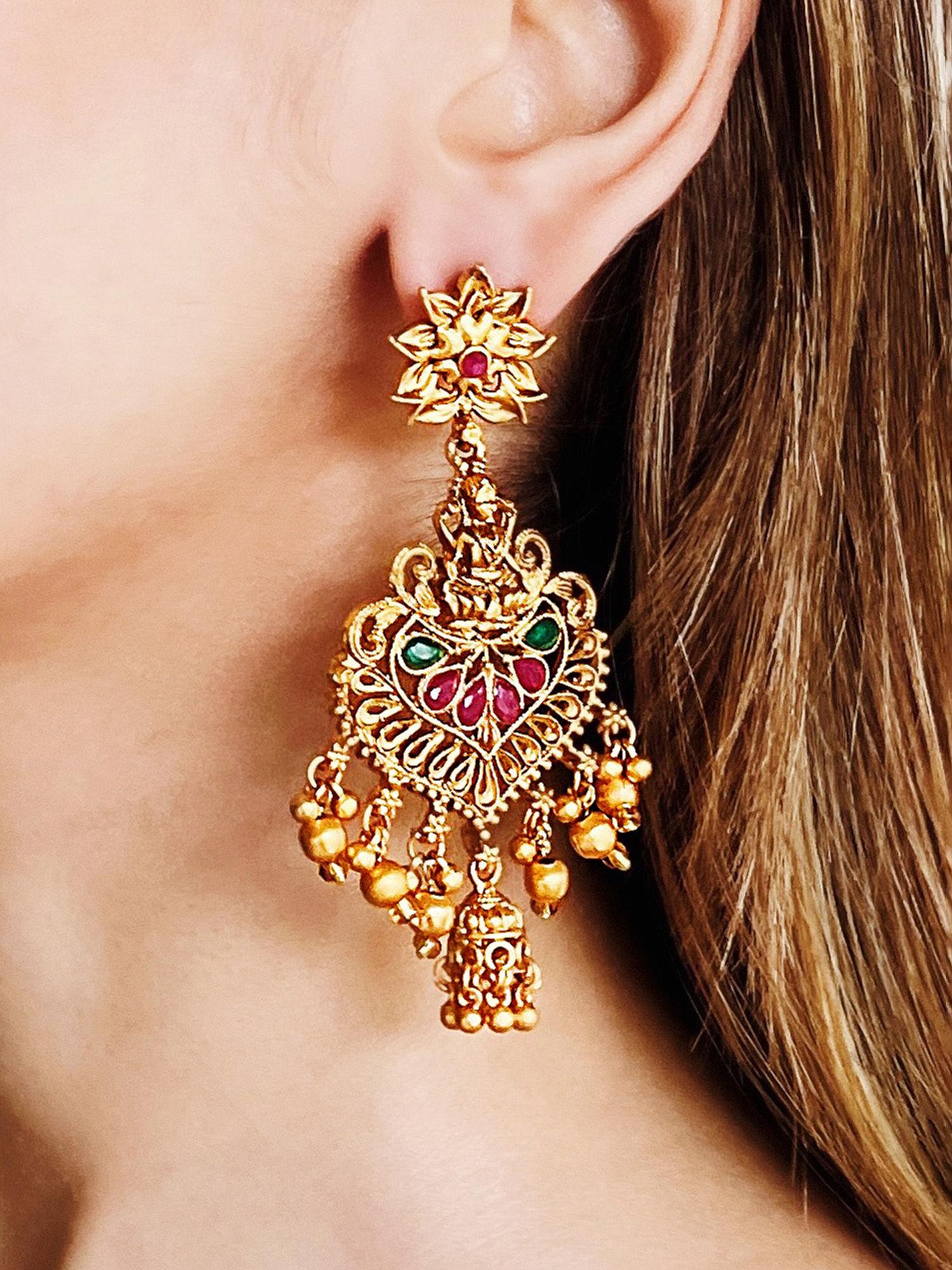 traditional temple gold earrings