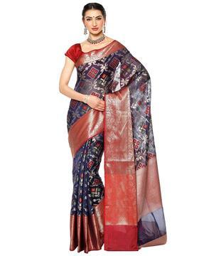 traditional woven saree with contrast border