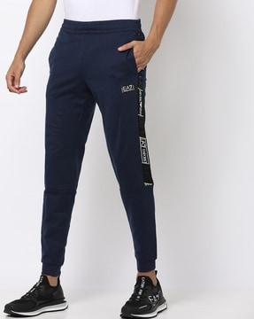 training cotton joggers with logo taping