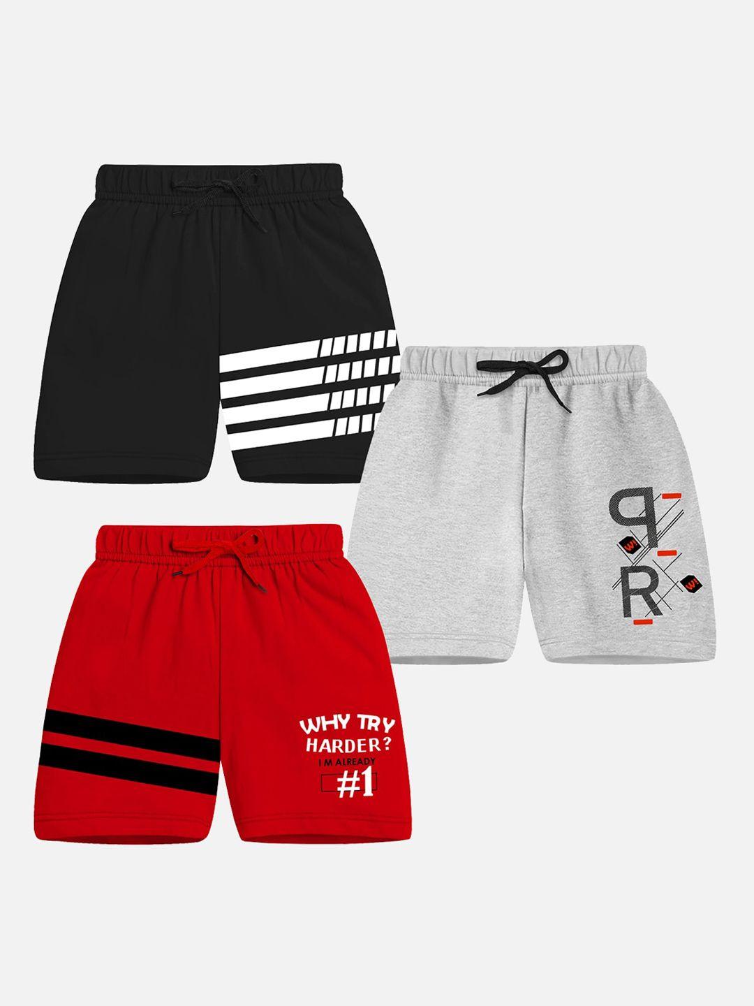 trampoline boys pack of 3 typography printed shorts