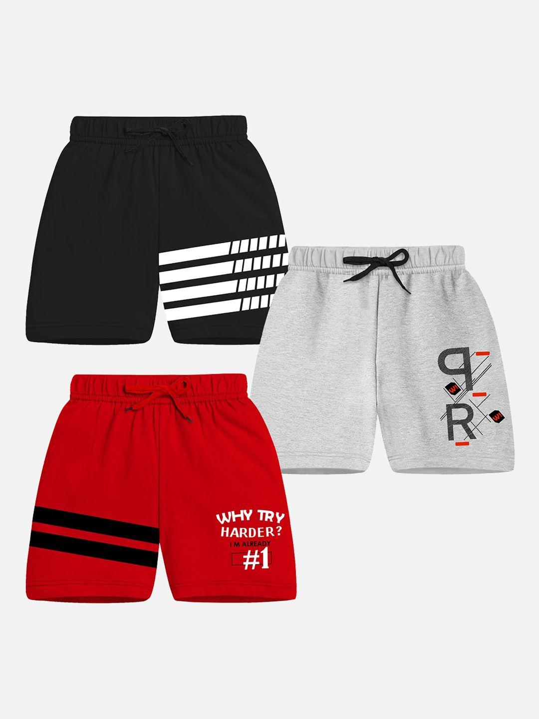 trampoline boys pack of 3 typography printed shorts