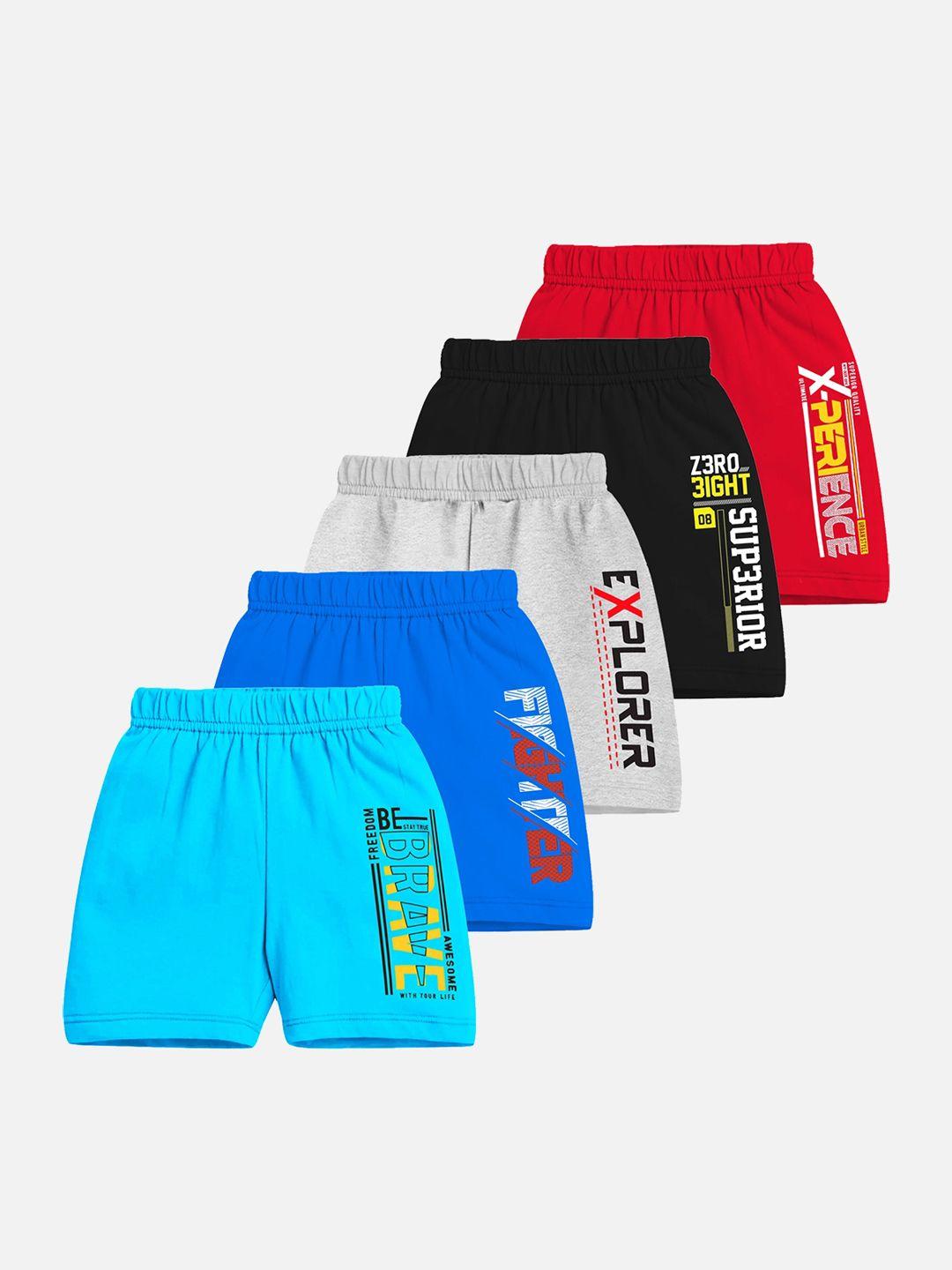 trampoline boys pack of 5 typography printed shorts