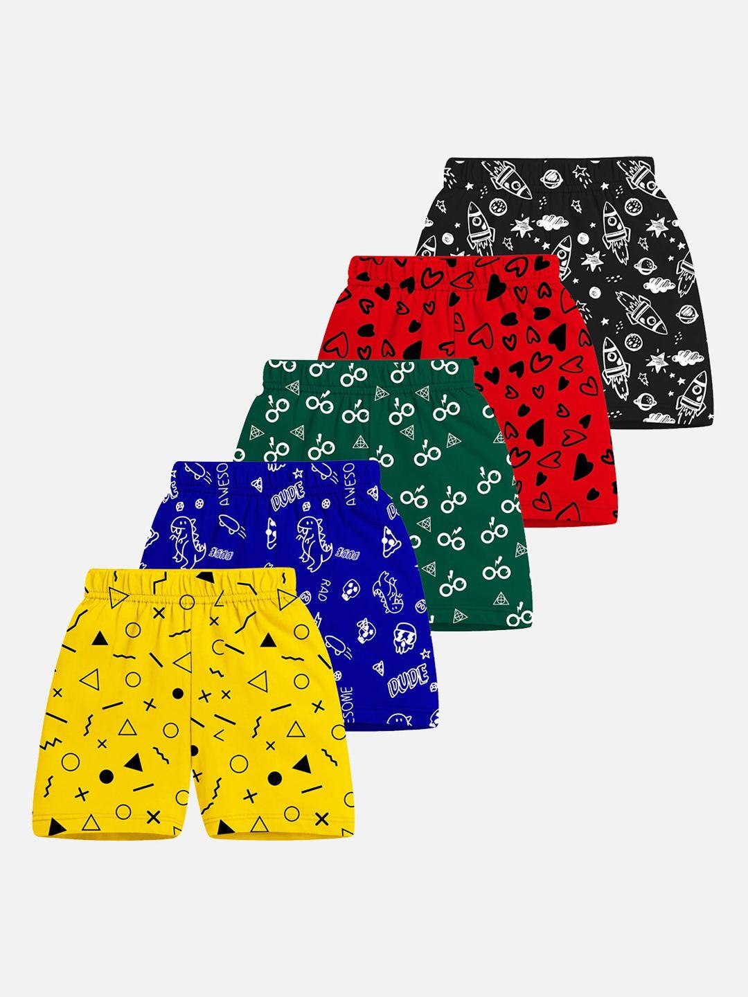 trampoline pack of 5 boys conversational printed cotton shorts