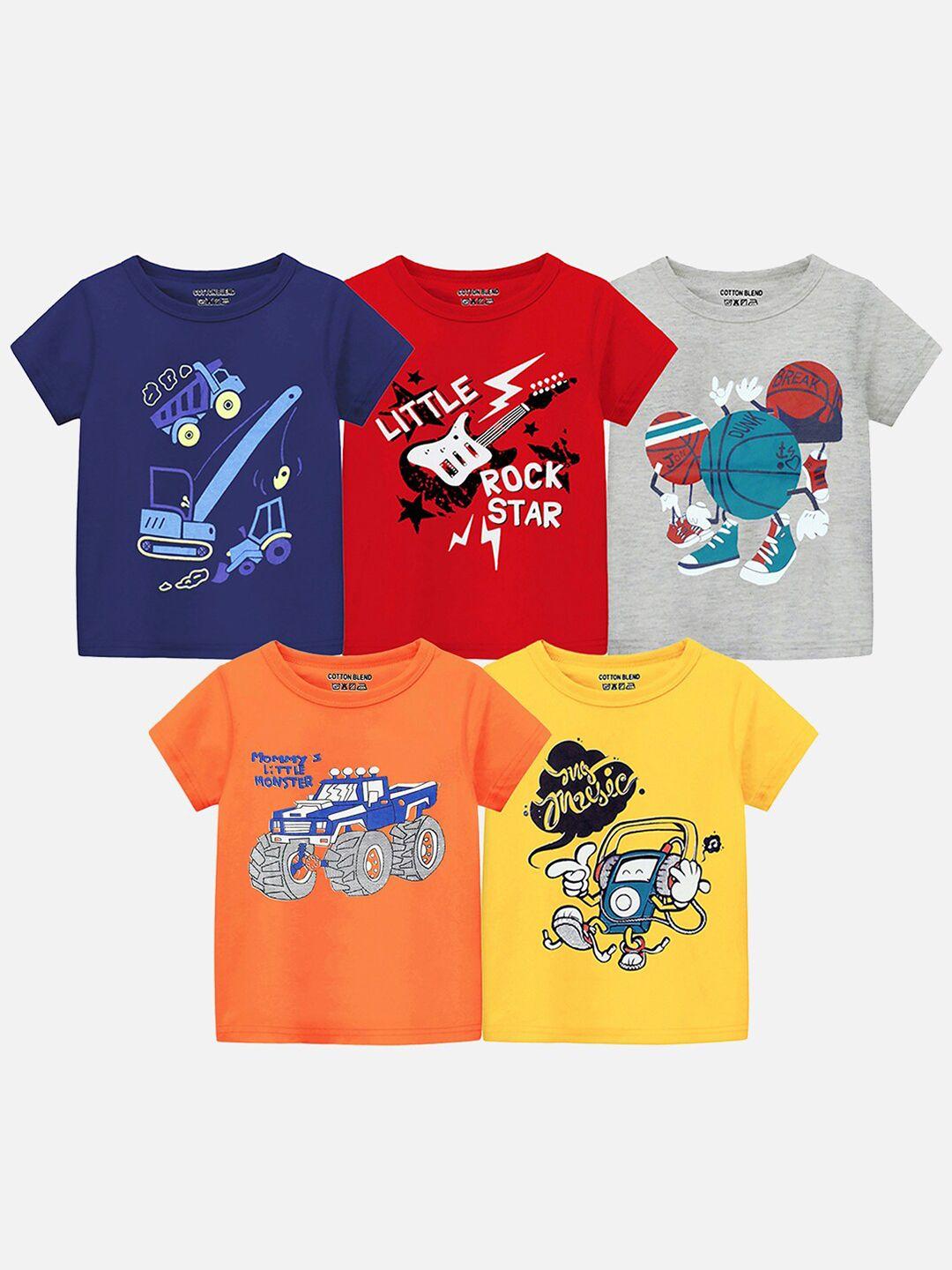 trampoline boys pack of 5 graphic printed t-shirts