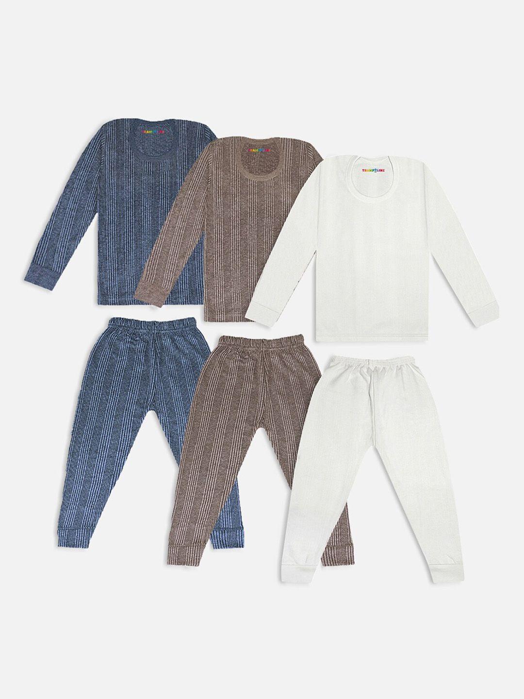 trampoline infant kids pack of 3 striped cotton thermal set