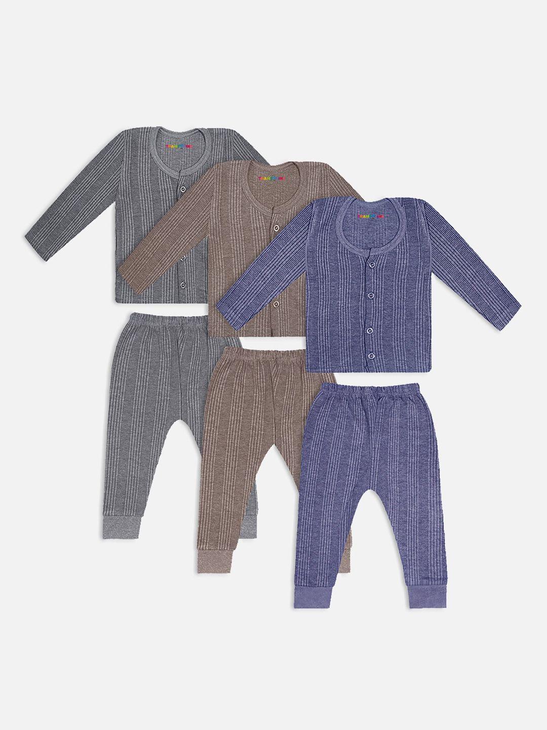 trampoline infant kids pack of 3 striped cotton thermal set