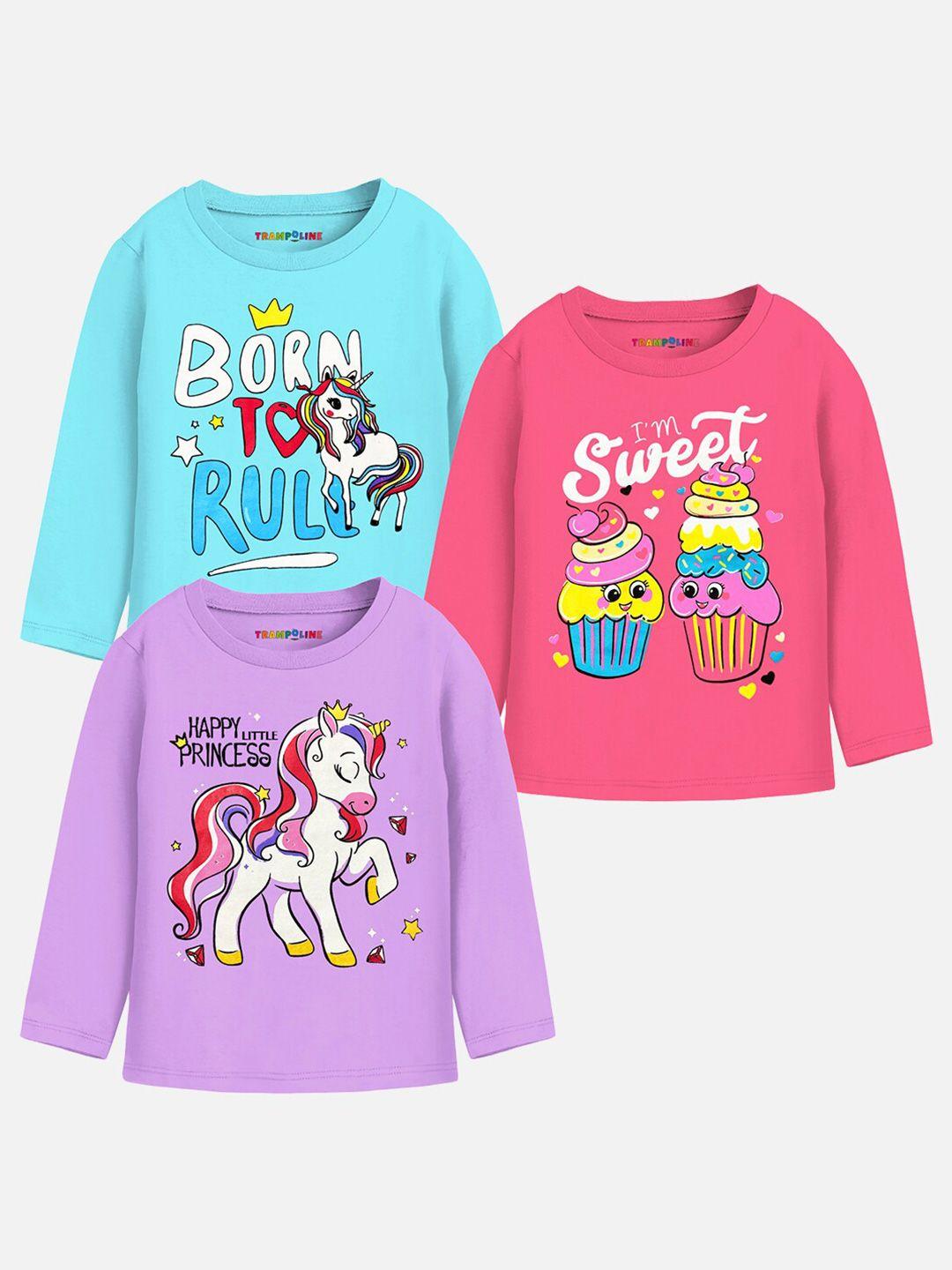 trampoline infants pack of 3 graphic printed long sleeves pure cotton t-shirt