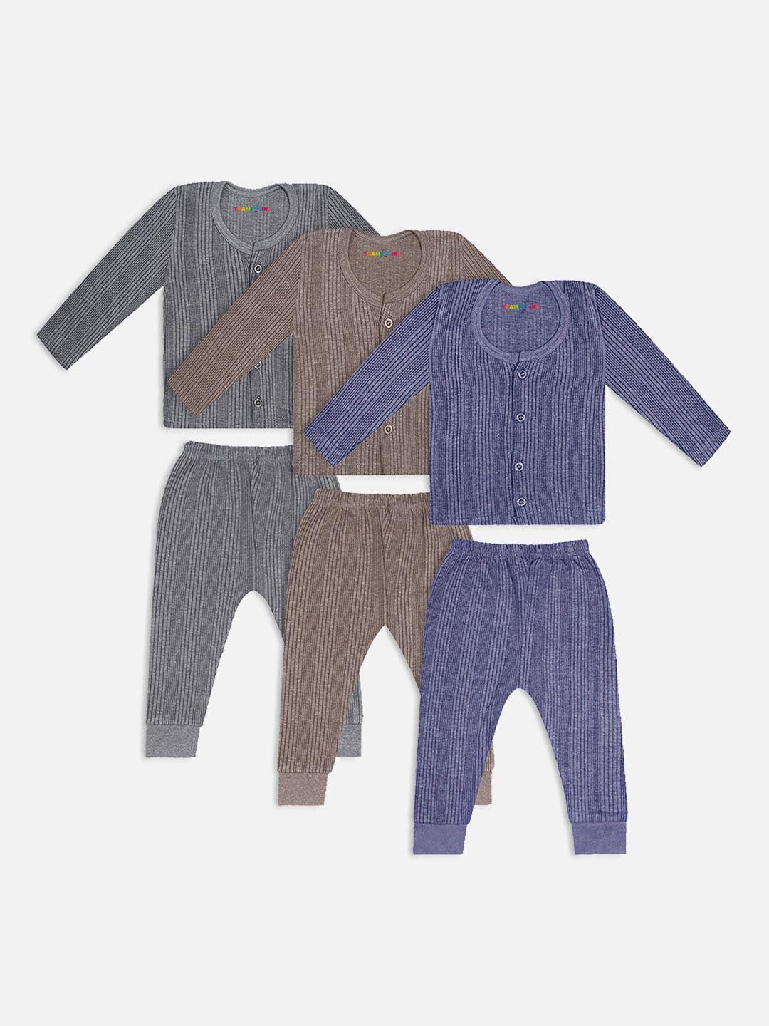 trampoline infants pack of 3 striped cotton thermal set