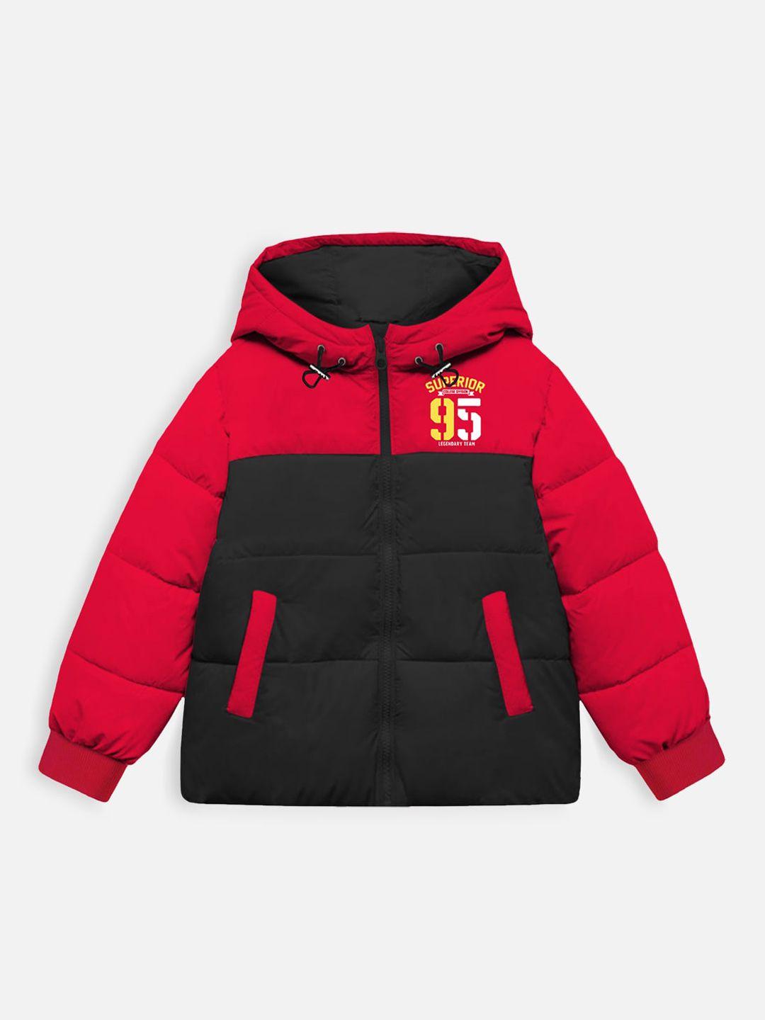 trampoline kids colourblocked hooded padded jacket