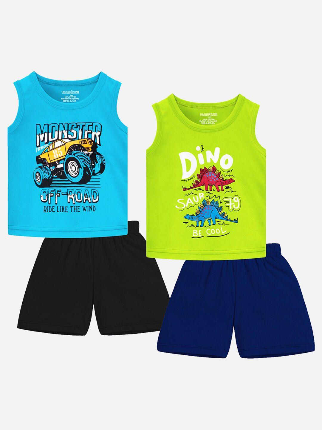 trampoline kids pack of 2 printed t-shirt with shorts