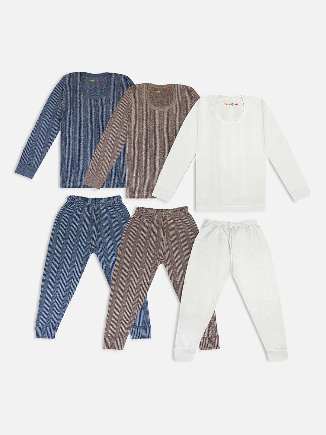 trampoline kids pack of 3 striped cotton thermal set