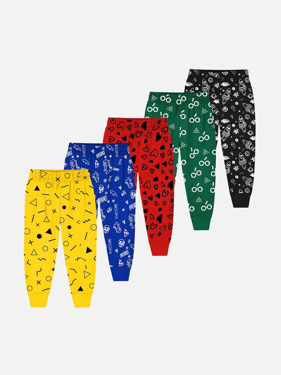 trampoline kids pack of 5 conversational printed cotton joggers
