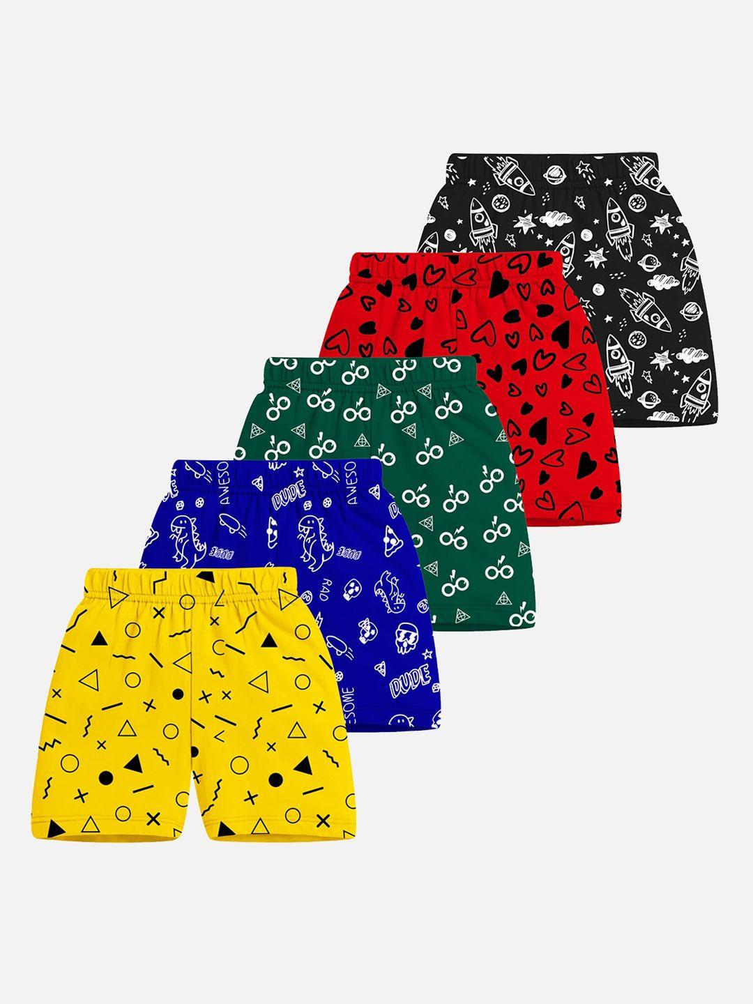 trampoline kids pack of 5 conversational printed high-rise shorts