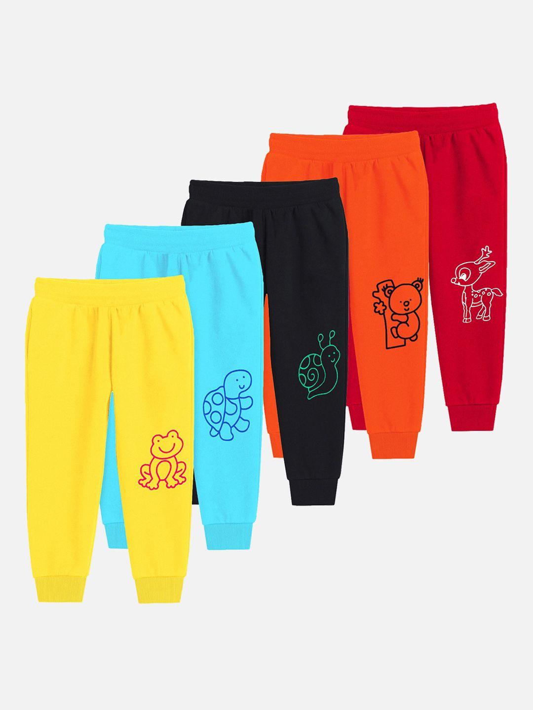 trampoline kids pack of 5 printed cotton joggers