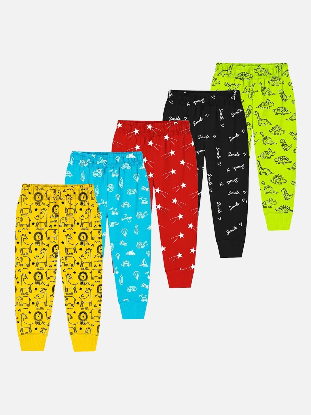 trampoline kids pack of 5 printed cotton joggers