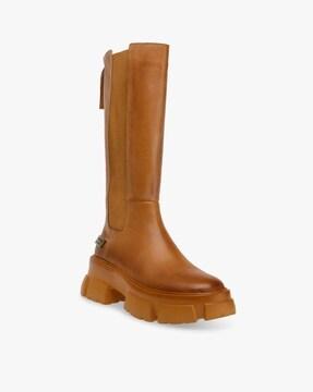 transcend heeled leather mid-calf boots