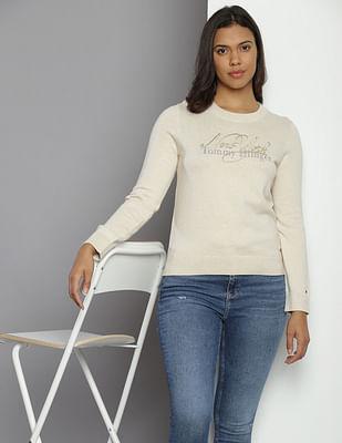 transitional cotton embroidered sweater