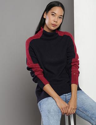 transitional cotton colour block sweater