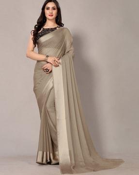 transparent chiffon saree with embellished blouse piece