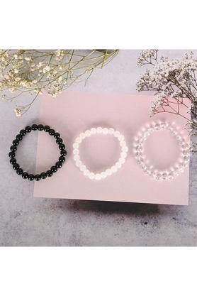 transparent & white & black marbel crystal elasticated bracelet