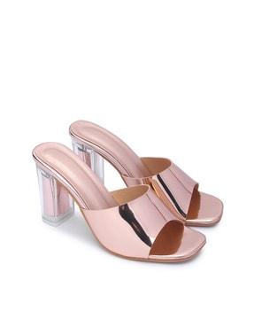 transparent chunky heeled sandals