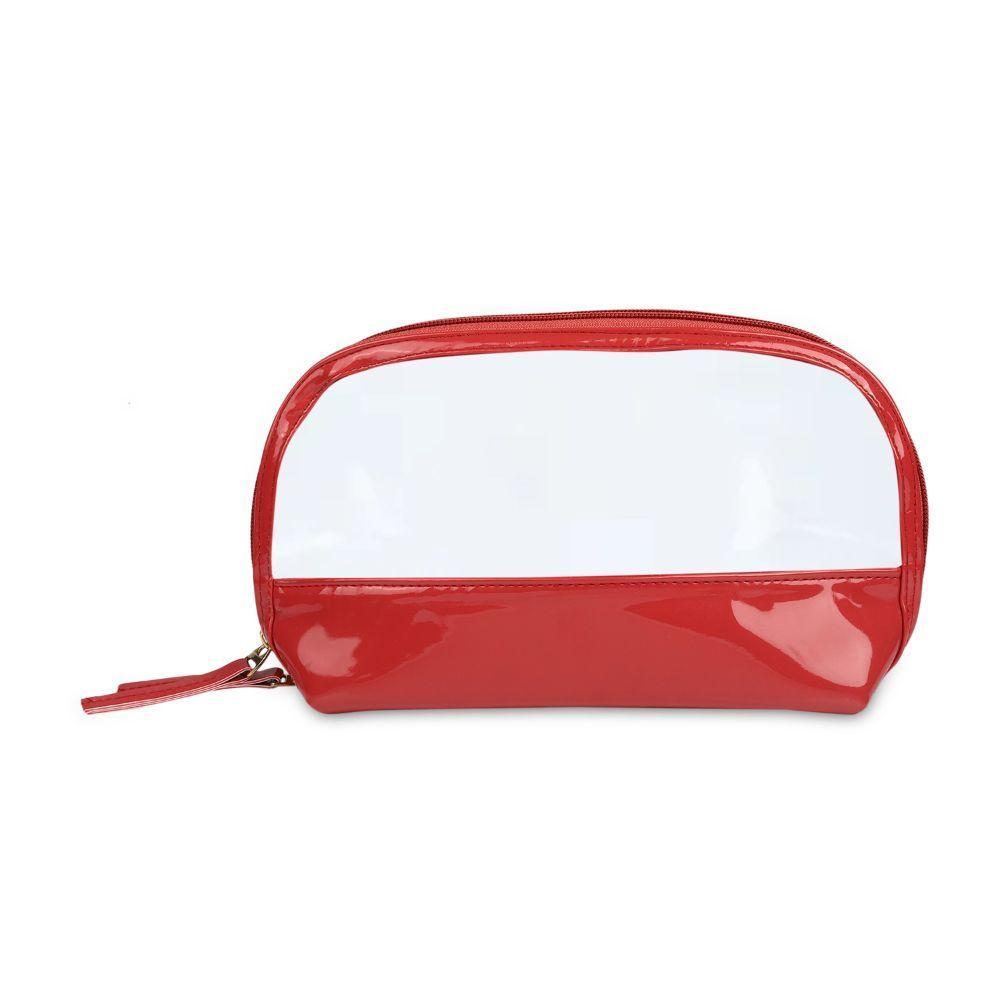 transparent makeup pouch for women(red) (one size)