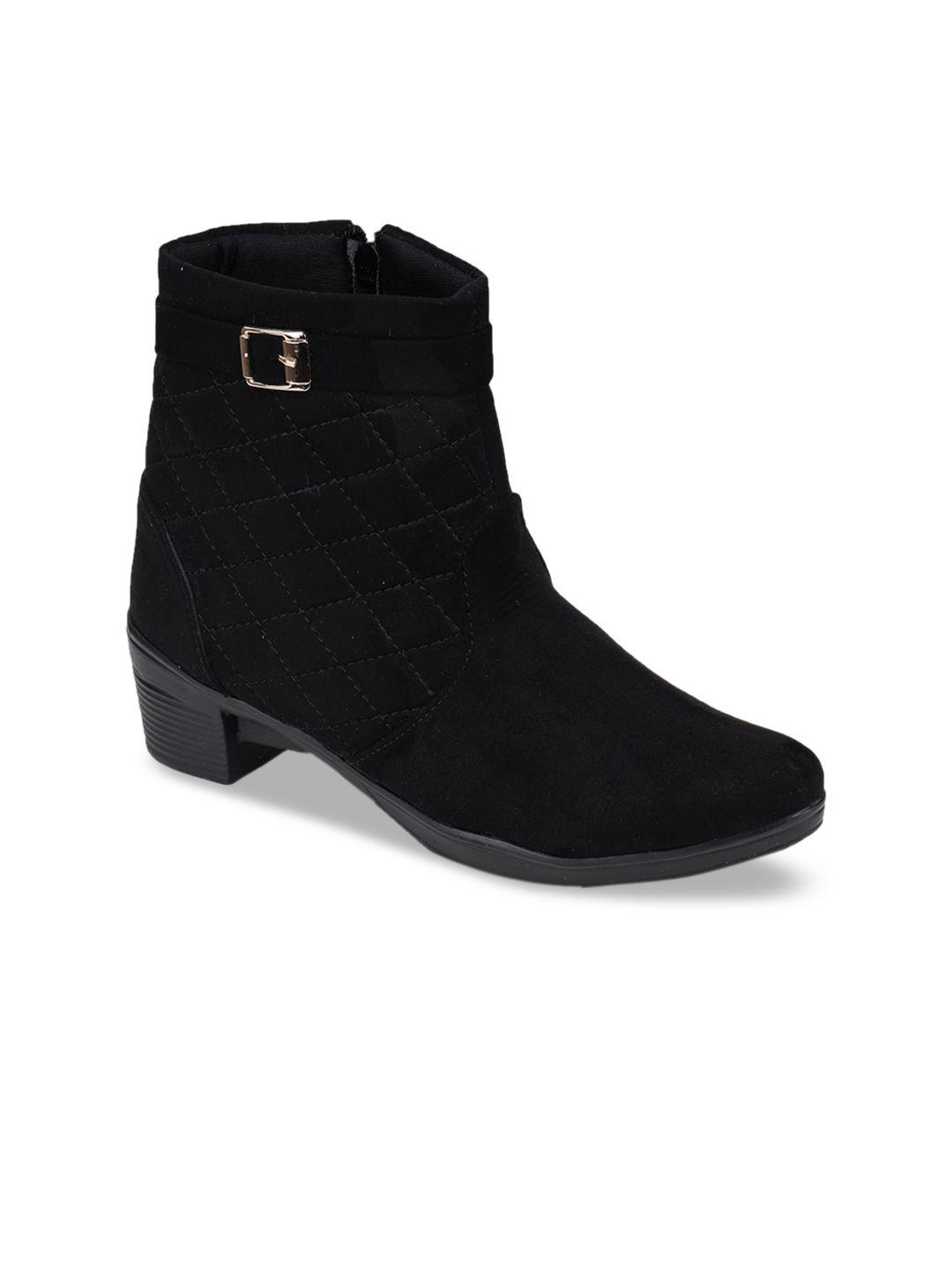 trase women black solid heeled boots