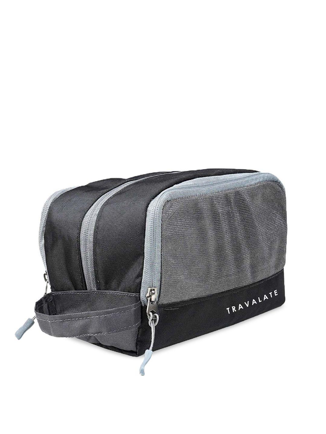 travalate adults grey polyester highly durable water resistant cosmetic travel pouch